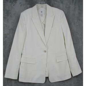 Banana Republic Blazer Womens 10 Chino Linen Blend Office Career Classic Ivory